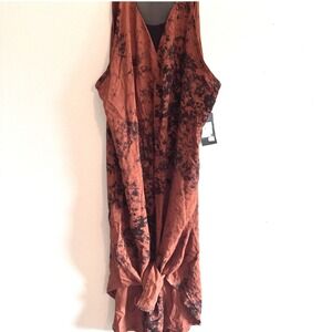 Hurley Womens XL Rust Orange Tie Dye Mesh Sleeveless Dress Grunge Indie Sleeze